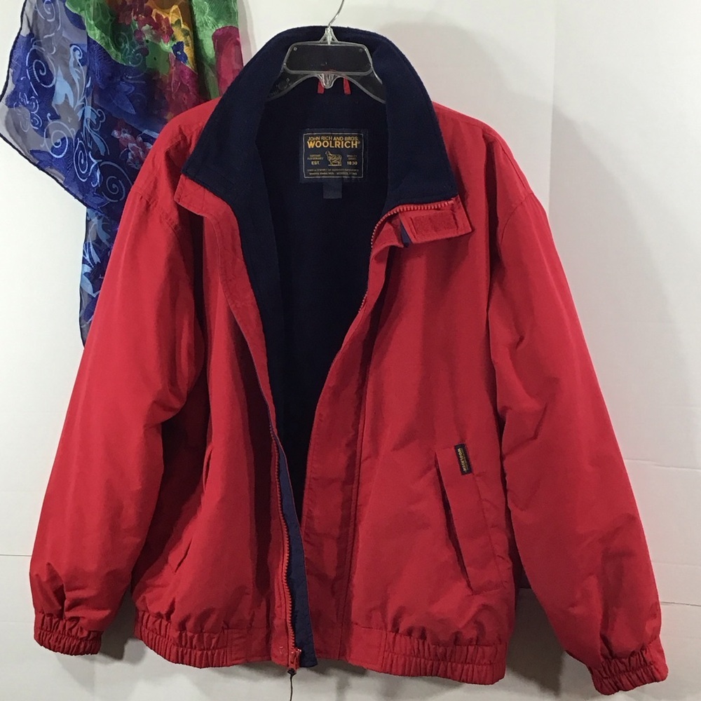 Woolrich Y2K Vibrant Red nylon Jacket with Blue fleece lining L